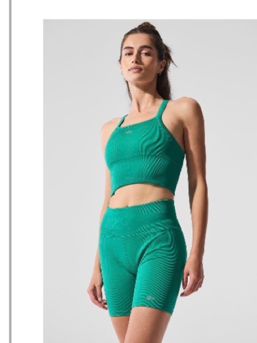 ALO seamless ribbed favorite bra tank spruce green - S